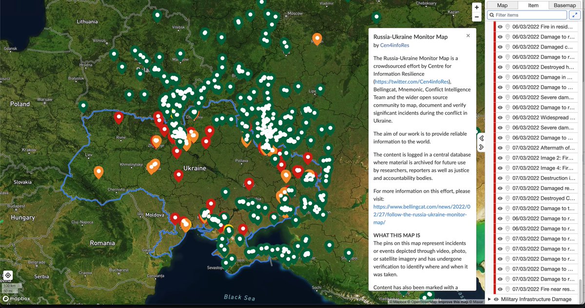 Cen4infoRes's tweet photo. You can view the 1000+ verified entries of footage and images on our Russia-Ukraine Monitor Map showing bombings, casualties and fighting here: https://t.co/TLLYAsXyDC https://t.co/gpV6ncQ63m