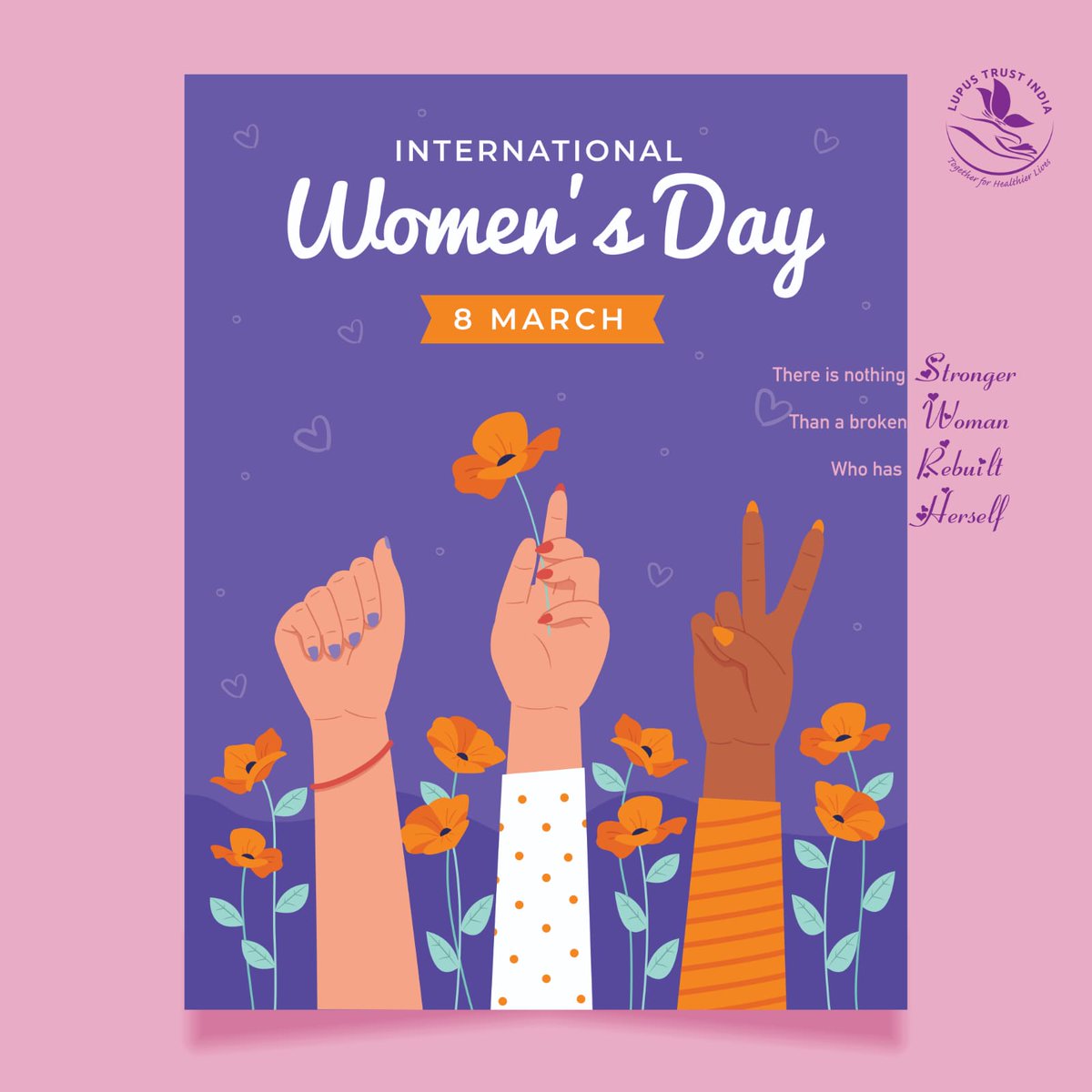 LupusIndia's tweet photo. Wishing a very happy women's day  to all  lupus warriors . 
#lupusIndia #InternationalWomensDay #InternationalWomensDay2022 #WomensDay #IndianRheumatologyAssociation https://t.co/Hz4e92B3iF