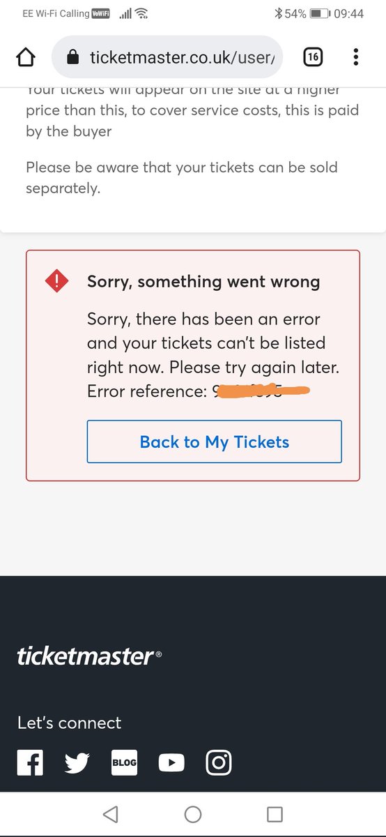 _laurenovery's tweet photo. @TicketmasterUK I am trying to sell my tickets for Lady Gaga in July as I am no longer able to attend. It keeps coming up with an error. I have the error reference. Please can someone help? https://t.co/R0X511gjhq