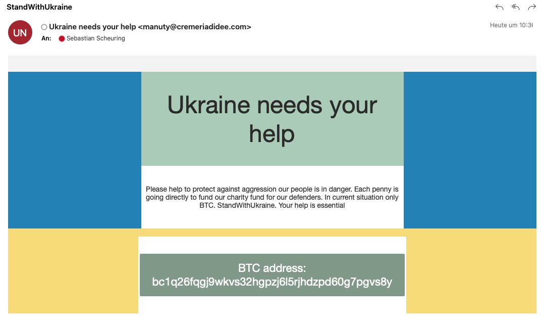 s_scheuring's tweet photo. Ganz üble Masche, auf dem Leid der Menschen aufzusetzen! Bitte nur da Spenden, wo man sicher ist, dass das Geld auch ankommt!! 
#Ukraine #StandWithUkraine️ https://t.co/Lq3nlkvA6O