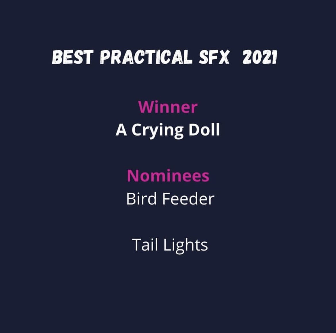 FragicFilms's tweet photo. Winning 3 Awards🏆 in a one film festival, what an achievement by our team, Congratulations to the best team we have.
Best Fiction Award 2021 🏆
Best Practical SFX 2021 🏆
Best Overall Award 2021 🏆
Huge gratefulness to our team!
#linesfilms #fragicfilms #bestfilm #acryingdoll https://t.co/IP6frOOWXI