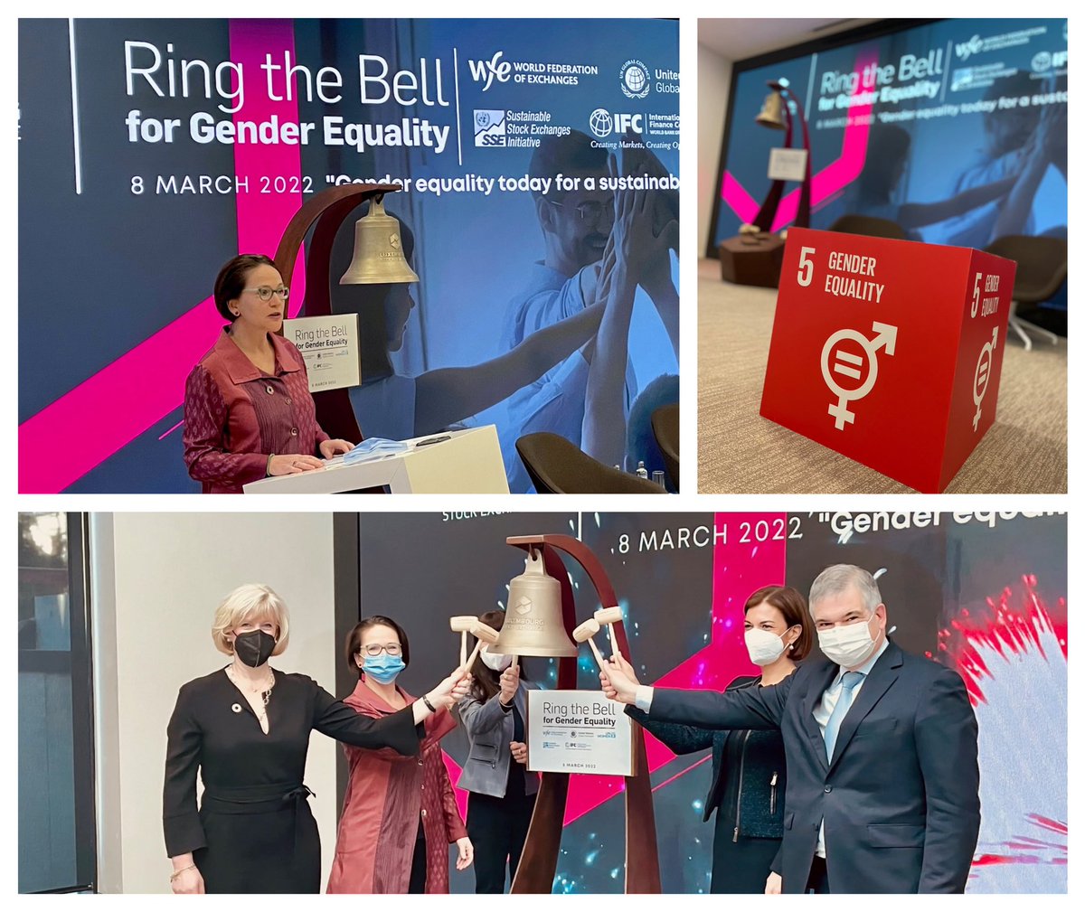 🔔 Ringing the bell at <a href="/LuxembourgSE/">Fyodor</a> to mark #IWD2022. Gender equality must be an integral part of our collective efforts to build more resilient economies &amp; a more sustainable tomorrow.