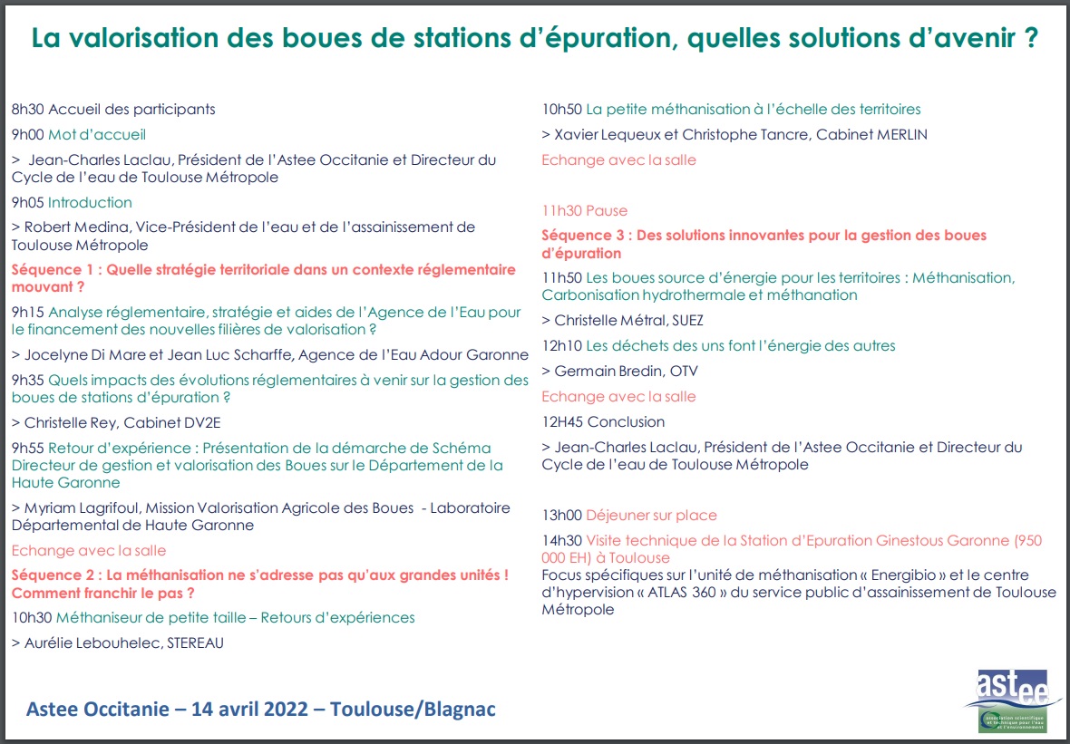 _astee's tweet image. [Journée technique] Astee Occitanie : découvrez le programme riche de la prochaine journée #Astee sur la "Valorisation des #bouesurbaines, quelles solutions d’avenir ?"
🗓14/04/2022
🌎ODYSSUD à Blagnac
📝inscrivez-vous bit.ly/3ISDbIJ
👉infos bit.ly/3pPBO6b