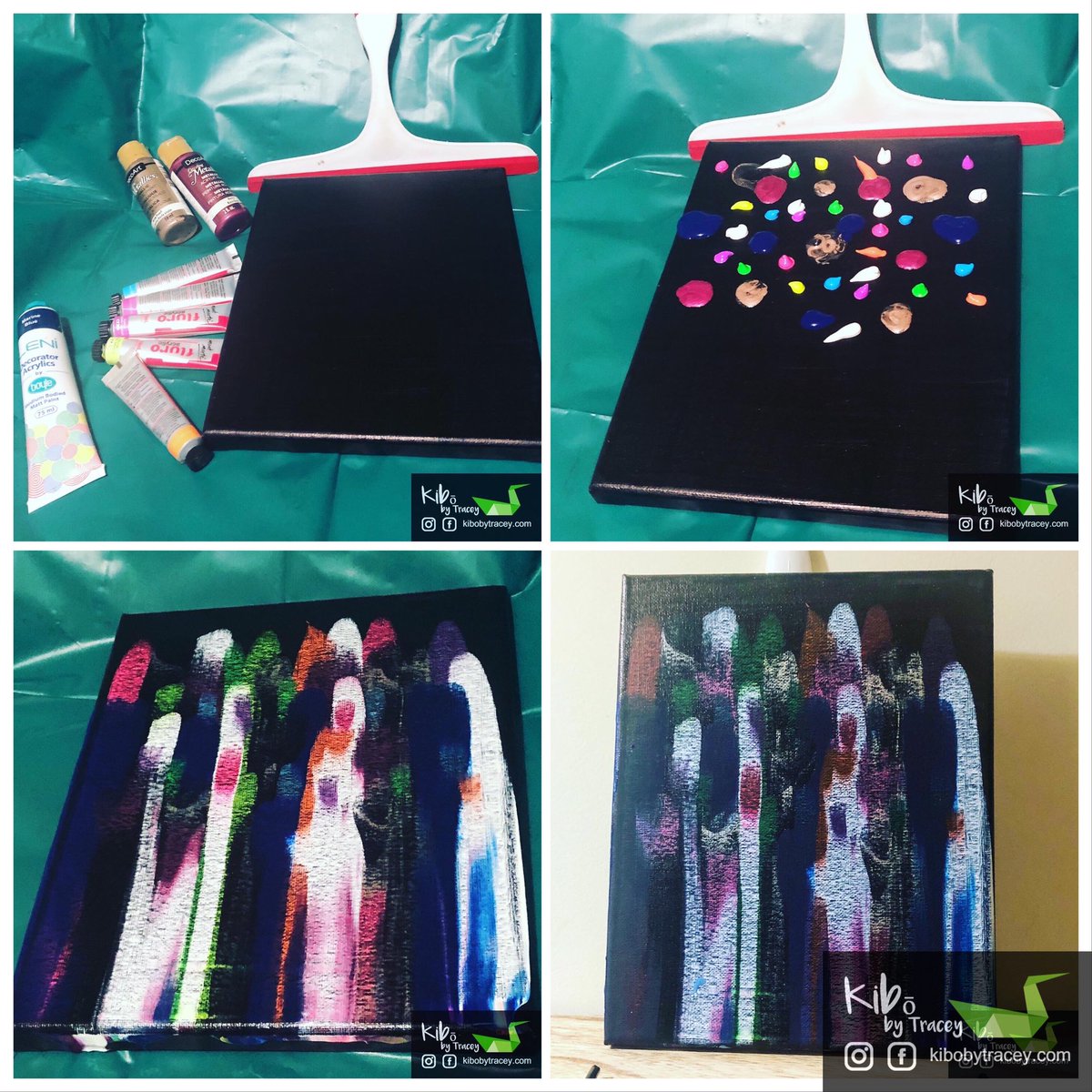 aussiestorm65's tweet photo. Random project for tonight - dot painting with a squeegee. Pic1 shows the process, pic 2 is freshly done, pic 3 is after it’s dried. I think it looks like spirits, but not the alcohol kind. I like it anyway!
#kibōbytracey #aussiestorm65 #dotsandsqueegee #randomproject #Geelong https://t.co/82Xp8chfKT
