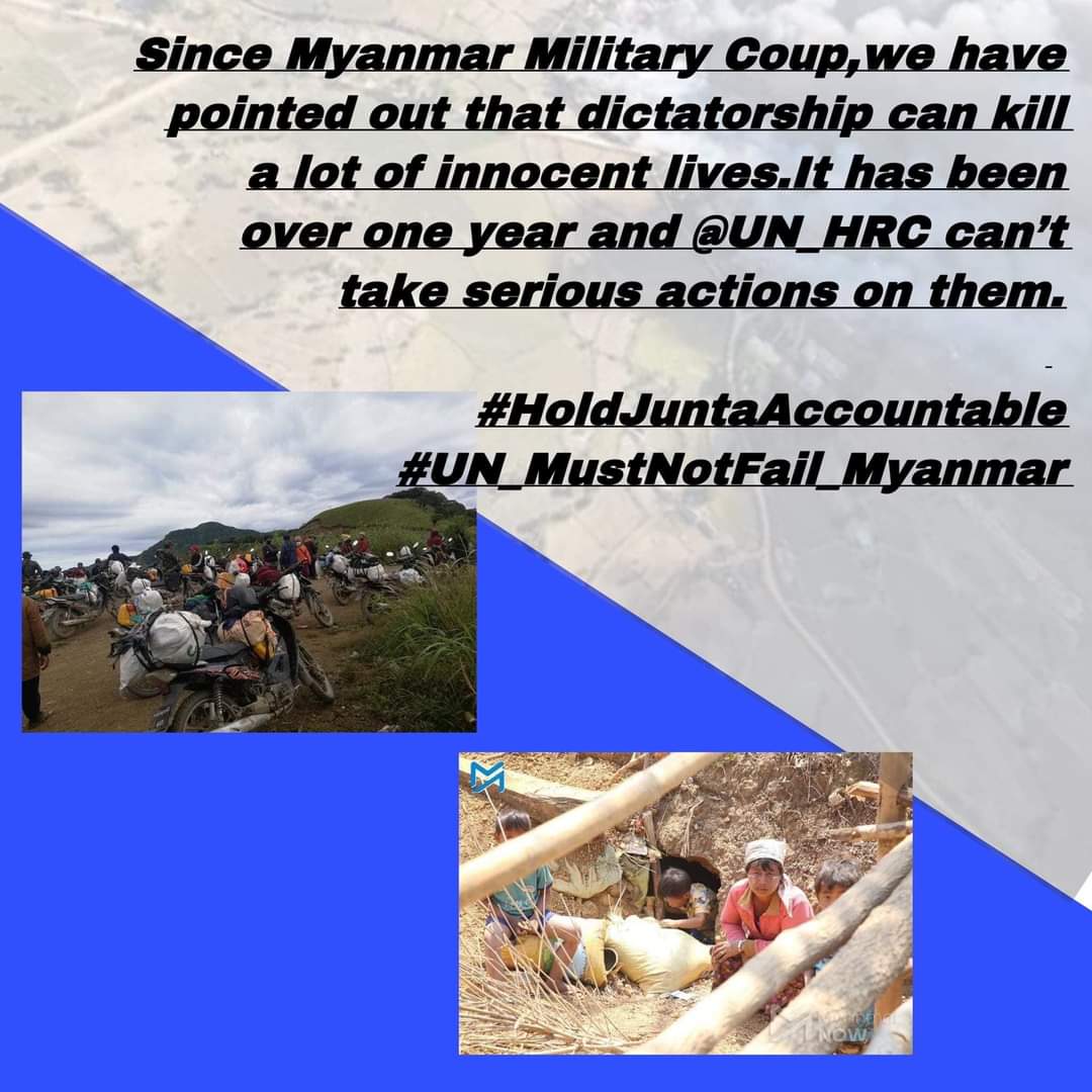 1.We call on human rights council not to hesitate to take action against #MurdererMinAungHlaing led SAC terrorist group.What we need is real action,not useless statements. 

#HoldJuntaAccountable 
#UN_MustNotFail_Myanmar