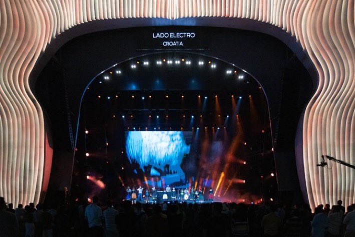 EXPO2020Croatia's tweet photo. The #NationalDay celebration ended at Jubilee Stage with a performance by LADO Electro, the ensemble that merges traditional national folklore with electronic music. https://t.co/LhPL6GLdZf