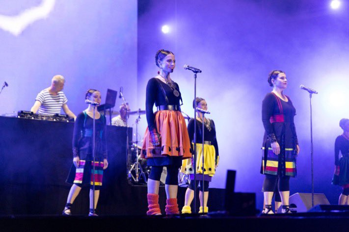 EXPO2020Croatia's tweet photo. The #NationalDay celebration ended at Jubilee Stage with a performance by LADO Electro, the ensemble that merges traditional national folklore with electronic music. https://t.co/LhPL6GLdZf