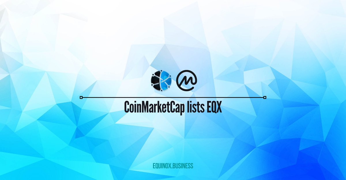 eqnetwork_io's tweet photo. Hey Community,
We are now on @CoinMarketCap follow the link and vote for #EQX on #CMC https://t.co/d9GmrUcN4H
#Binance @cz_binance @elonmusk #Blockchain $EQX #eqxforbusiness https://t.co/oh5Bj34zkY