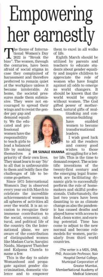 TheWritingBunny's tweet photo. " Empowering her Earnestly " by @SunaleKhanna 

#HappyWomensDay 
#BreakTheBias 
#8thMarch https://t.co/kiJXjzeh9p