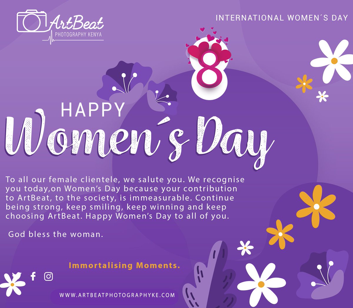 Happy women's Day to all our female clientele. May God bless the woman!
