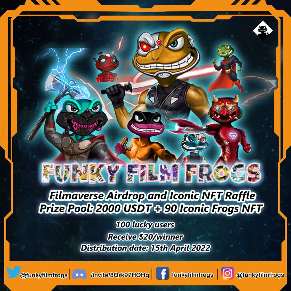 Enter Filmaverse’s 1st giveaway for a chance to win $2000 prize pool!💰 

-» LINK: t.me/Filmaverse_Air…

💵Prize Pool: 2000 USDT

✅ 100 lucky users
✅ Receive $20/winner
✅ Distribution date: April 15th

#NfT #NFTs #Airdrop #NFT #NFTGame #NFTartists  #NFTProject #NFTshill