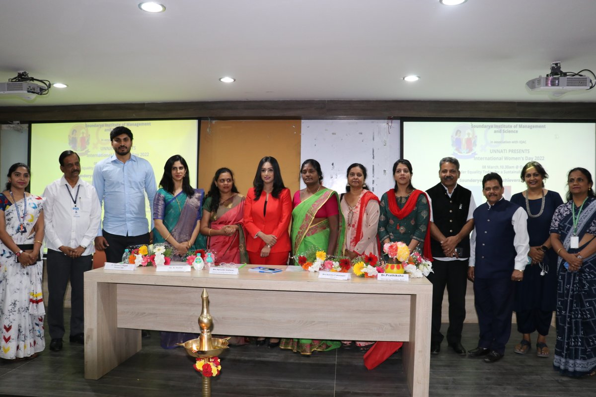 soundaryaedu's tweet photo. UNNATI the Ladies Association of Soundarya Institute of Management and Science in association with IQAC organized International women’s day on 08th of March, 2022 on the Theme of “Gender equality today for a sustainable tomorrow”.

#spoorthi #SPOORTHIVISHWAS #womensday2022 #sims https://t.co/RV5ttrqmqU