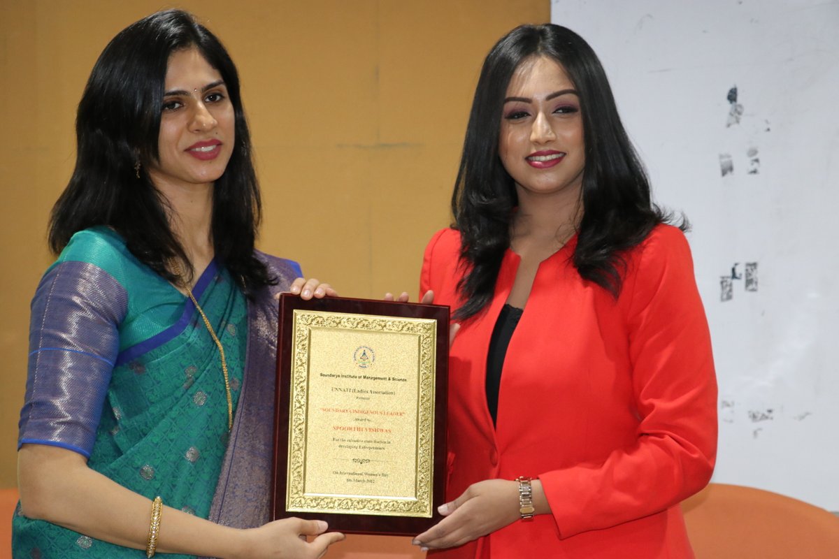 soundaryaedu's tweet photo. UNNATI the Ladies Association of Soundarya Institute of Management and Science in association with IQAC organized International women’s day on 08th of March, 2022 on the Theme of “Gender equality today for a sustainable tomorrow”.

#spoorthi #SPOORTHIVISHWAS #womensday2022 #sims https://t.co/RV5ttrqmqU