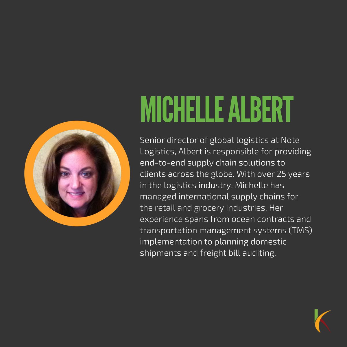 keyuracloud's tweet photo. Powerful women in logistics

#MichelleAlbert: Senior Director Global Logistics @StFreight in partnership with @NoteLogistics. #womenempowerment #IWD2022 #womenpower https://t.co/Bh0N05rVAI