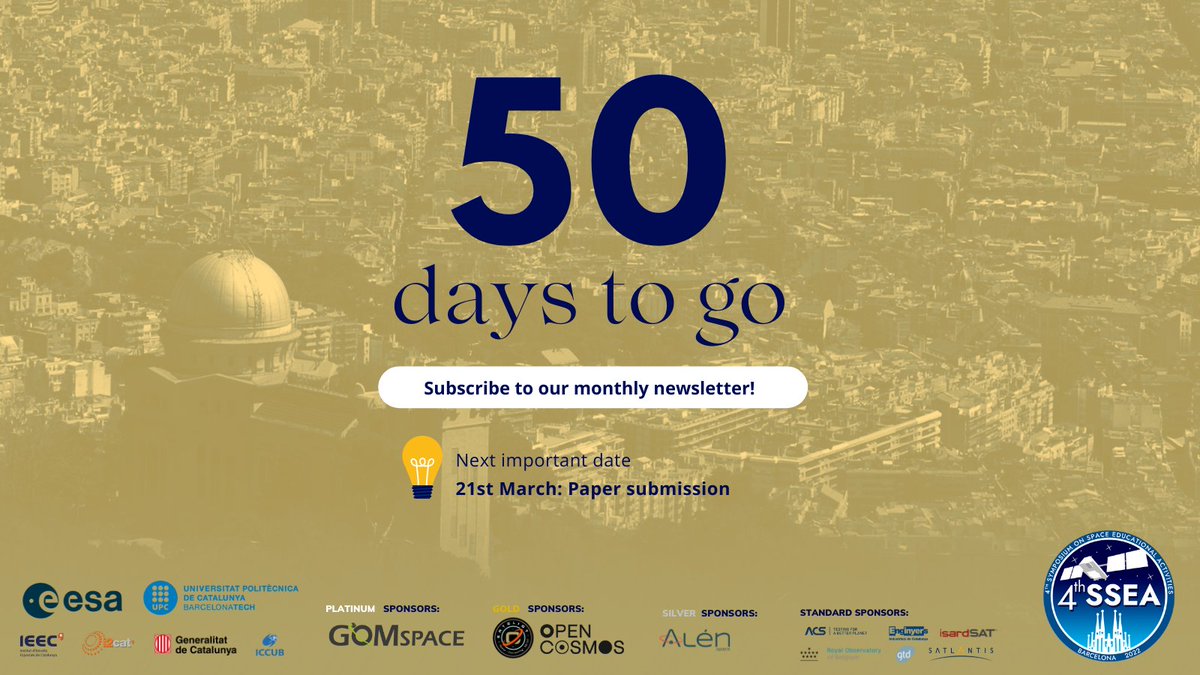🚀5️⃣0️⃣ Are you ready for lift-off? Today we count down 50 days until #SSEA2022 ! 

👩🏽‍🚀👩🏻‍🔬👩🏼‍🏭👩🏾‍💼 We are glad that this day matches #InternationalWomensDay because this lift-off is thanks to all the women behind it. We are expecting to meet many pioneer females at the SSEA!