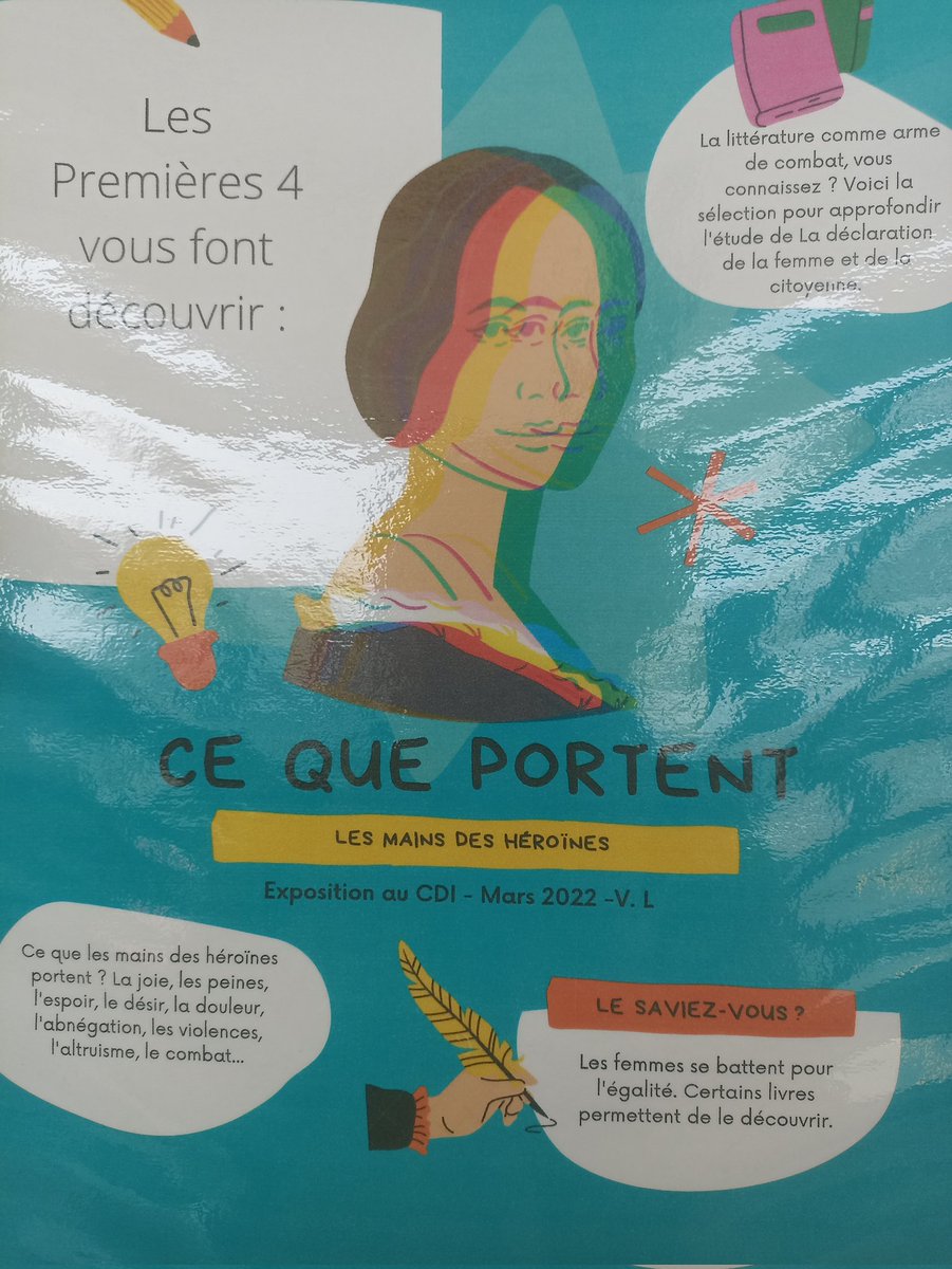 El_Ollivier's tweet photo. Journée internationale du 8mars pour les droits des femmes.
Projets réalisés en Français 1ere par trois collègues Annaig C, Marie H. et Virginie L.avec Olympe de Gouges😉
Parcours : combattre pour l'égalité.
@SFND_Lesneven @zeldaetloulou @Marie_henry_leg @enscatho29 @acrennes https://t.co/8XedwfFgWq