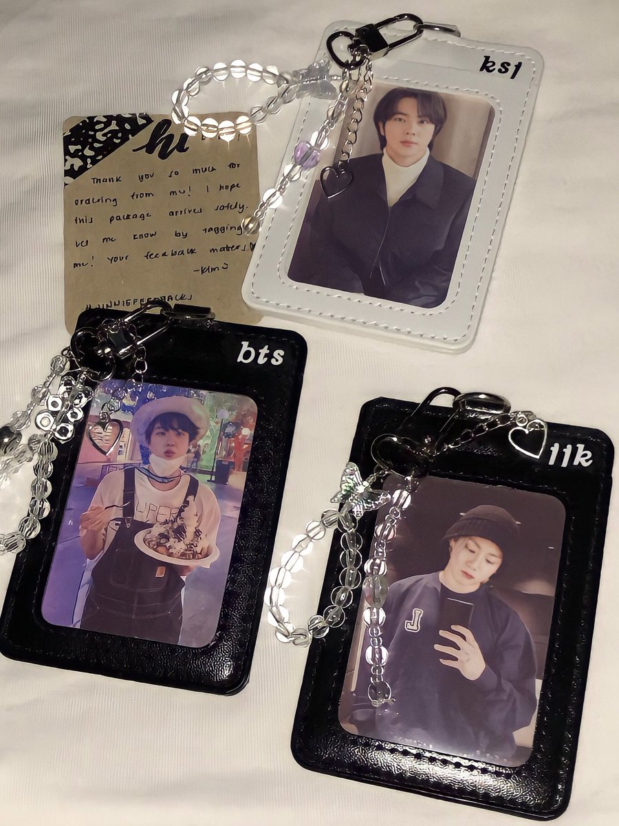 jjinkore's tweet photo. pc holder arrived safely! gandaaa so much ✨ thankyyy @jinniescarts ‘til our next transaction <33 #jinniefeedbacks https://t.co/Uuye2unK9m