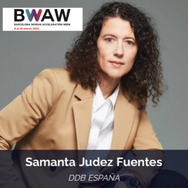 Mañana miércoles @samjudez13 participará en la Barcelona Women Acceleration Week #bwaw Estará en la mesa redonda “Mujeres y marcas. Progreso de la igualdad de género en la publicidad” No os lo perdáis, el registro es gratuito. barcelonawa.com