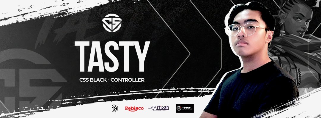 CSS_vlr's tweet photo. It's about time to reveal the CSS Black roster!
1/7 is CSS Tasty. Positioned as the Controller, this experienced agent will be providing the much needed vision control for the team. 💨

Join our official discord: https://t.co/EXSfzrcFFF
#CSSBlack #CSSWin 🧐 https://t.co/OXqWRoDyAj