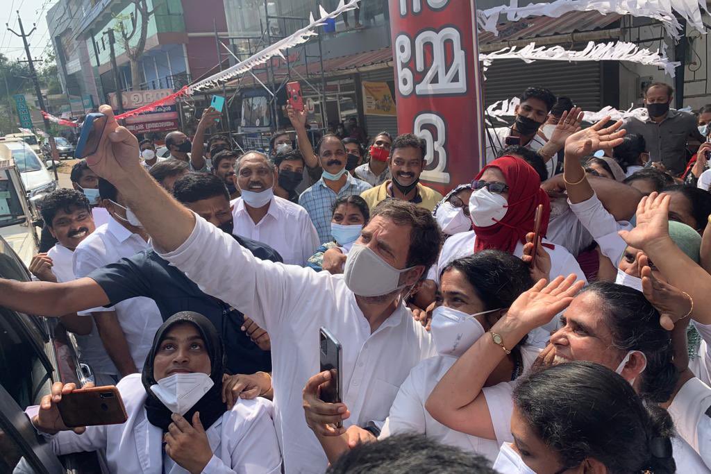 RGPGVWayanad's tweet photo. These little moments are full of warmth and respect. 

This selfie is my way of thanking our lovely nurses for their selfless service to the society. 

I’ll take back your sincere smiles in my heart.

#OurWayanad https://t.co/TzbfIEMCx8