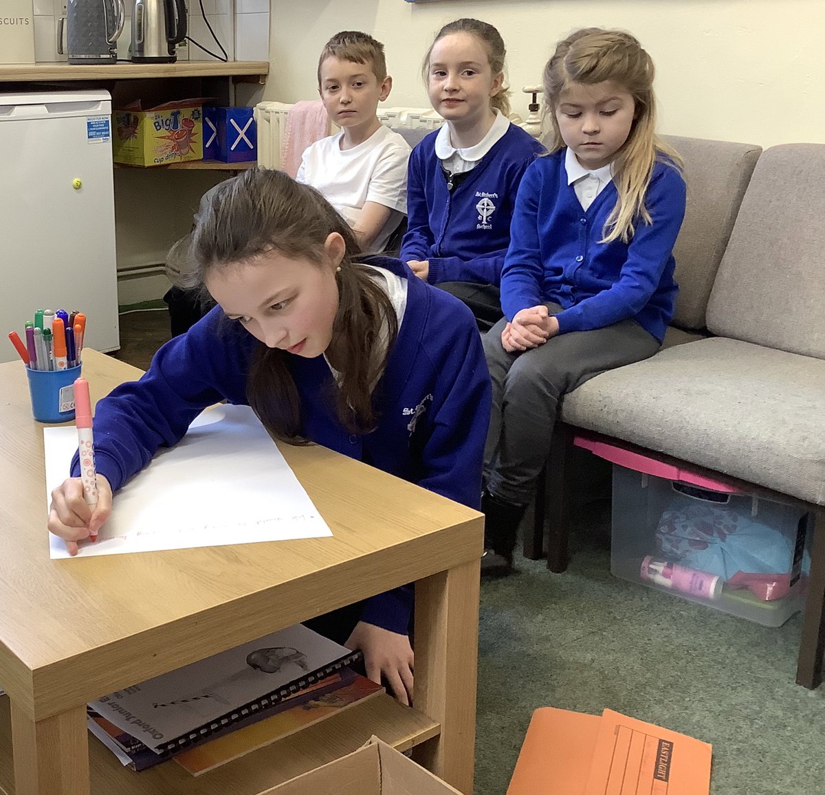 strobertsrc's tweet photo. The School Council and the Super Ambassadors looked today at our revised school Mission Statement and thought of ways in which they can live this out daily. Syniad Dda! @CathEdService @childcomwales #JesusInUs https://t.co/ayACLr9d7m