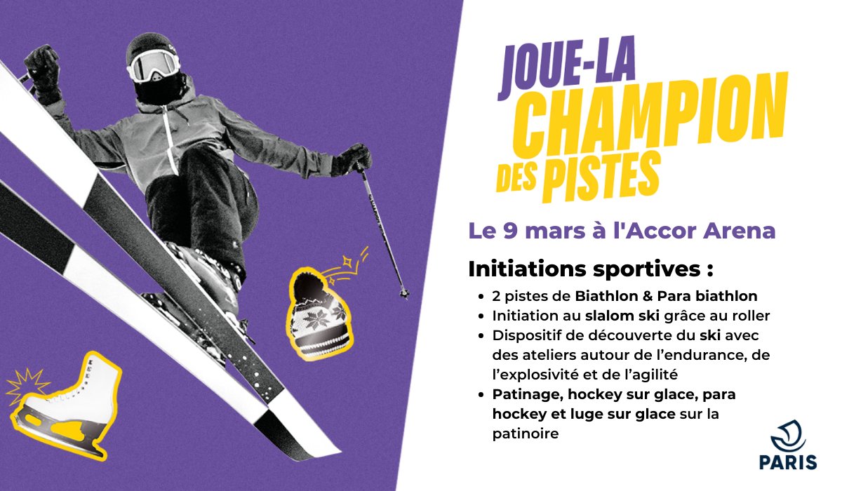 Paris's tweet photo. Vivez les Jeux Olympiques et Paralympiques d'hiver comme si vous y étiez ! Rdv mercredi 9 mars à l'@Accor_Arena pour des initiations sportives, des animations comme le bobsleigh en réalité virtuelle et des shows sur glace ❄ @paris2024-
Infos : https://t.co/WdSSRbWC4Q https://t.co/4Un8jH1R6L