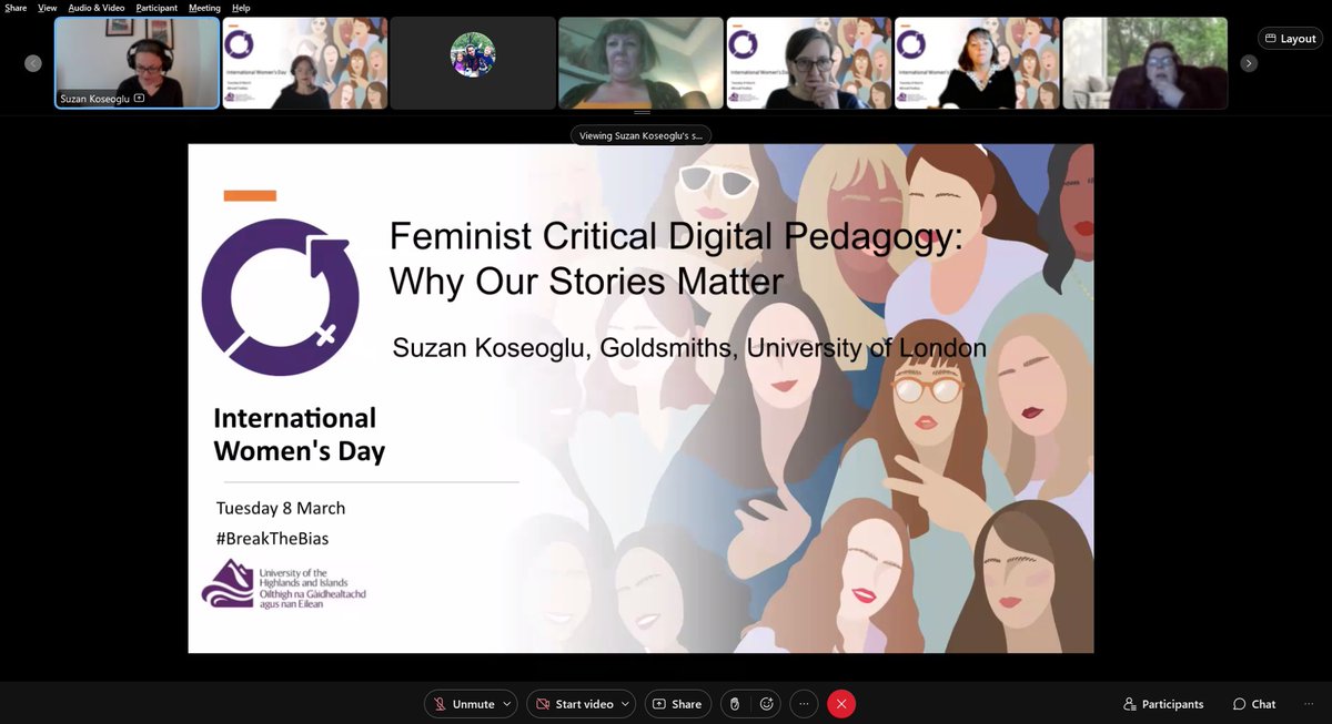 We're absolutely delighted to have @SuzanKoseoglu as our keynote today, to lead us in exploring feminist critical digital pedagogy and why our stories matter #IWD2022 #BreakTheBias #femedtech @ThinkUHI
