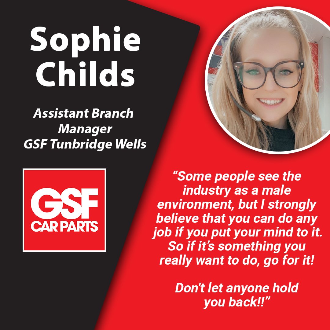 Continuing with our International Women's Day celebration, this is Sophie Childs, the Assistant Branch Manager of our Tunbridge Wells branch. 

Sophie has these words of encouragement to share. 👇

#GSFCarParts #InternationalWomensDay  #BreakTheBias