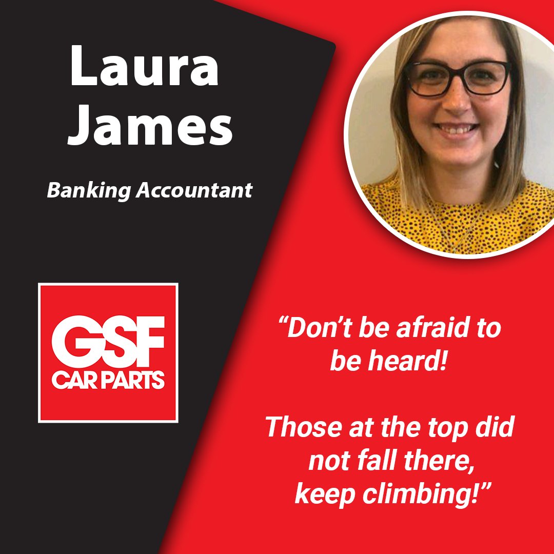 Wrapping up our celebration of the brilliant women who are part of GSF Car Parts, this is Laura James who is a Banking Accountant.

She shares some words of motivation which are relevant for all women throughout the world.

#GSFCarParts #InternationalWomensDay  #BreakTheBias