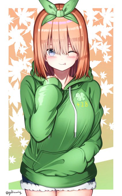 猫タシさんがTwitterに投稿した中野四葉(五等分の花嫁)のイラスト。