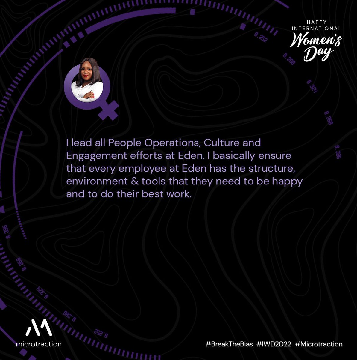 microtraction's tweet photo. Meet @Diseye_, Happiness Engineering Lead @ouredenlife 🚀

#BreakTheBias #IWD2022 #Microtraction https://t.co/BC1nNF4L1p