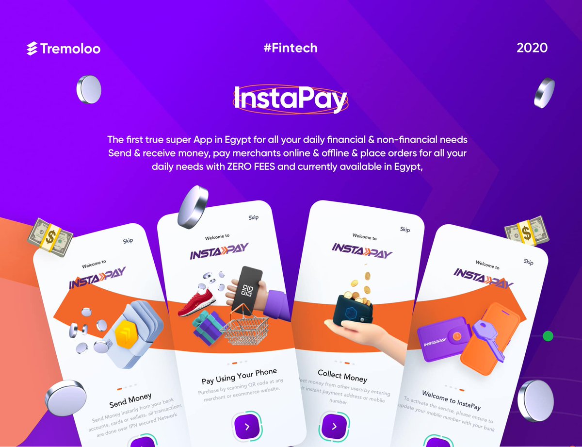 Historic day! 
We are really happy that we created the UX/UI for InstaPay!
Egypt launched InstaPay availing instant payment app and many more functionalities allowing you to connect all your bank accounts, send and receive money instantly 24/7 using mobile number.
 #fintech #UX