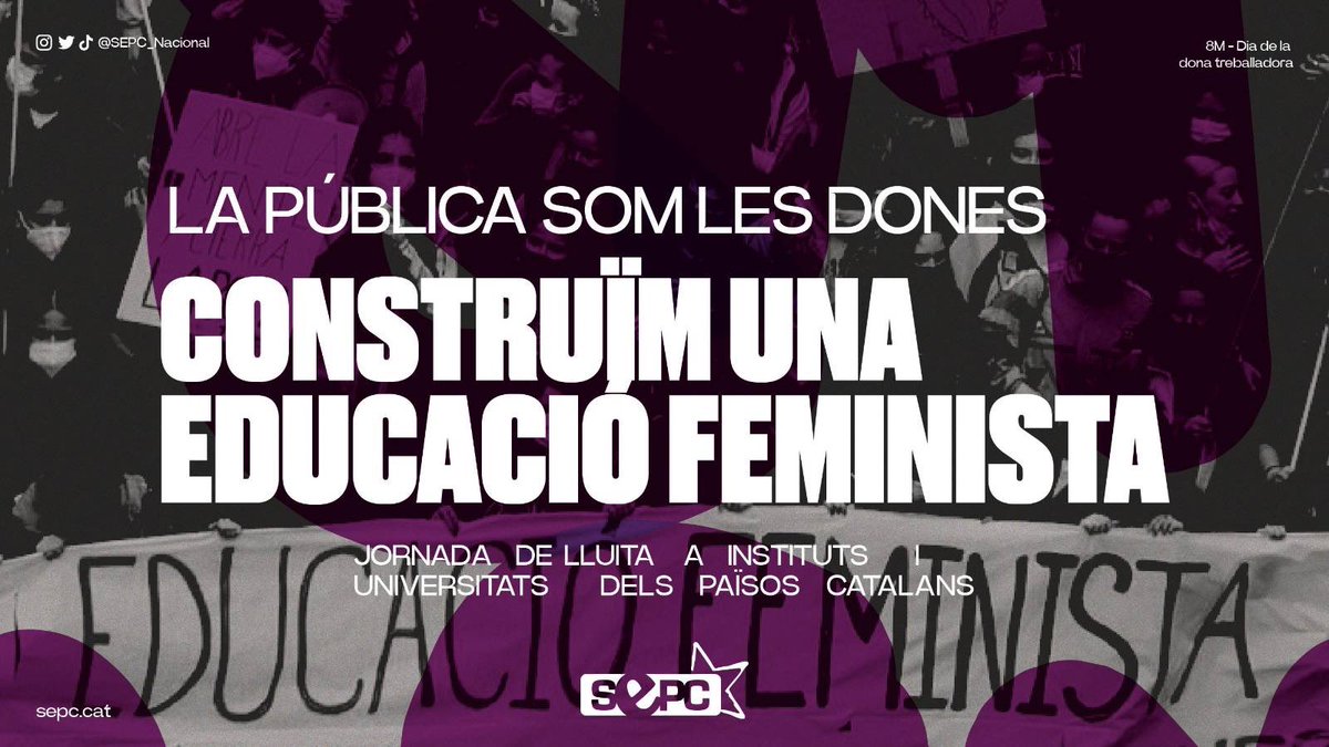 🟣 #8M || Les estudiants ens organitzem arreu del territori per reivindicar una educació feminista, necessàriament pública, accessible, coeducadora i transformadora. 

Lluitem per una educació que posi la vida la centre! ✊🏽

{Fil} ⬇️