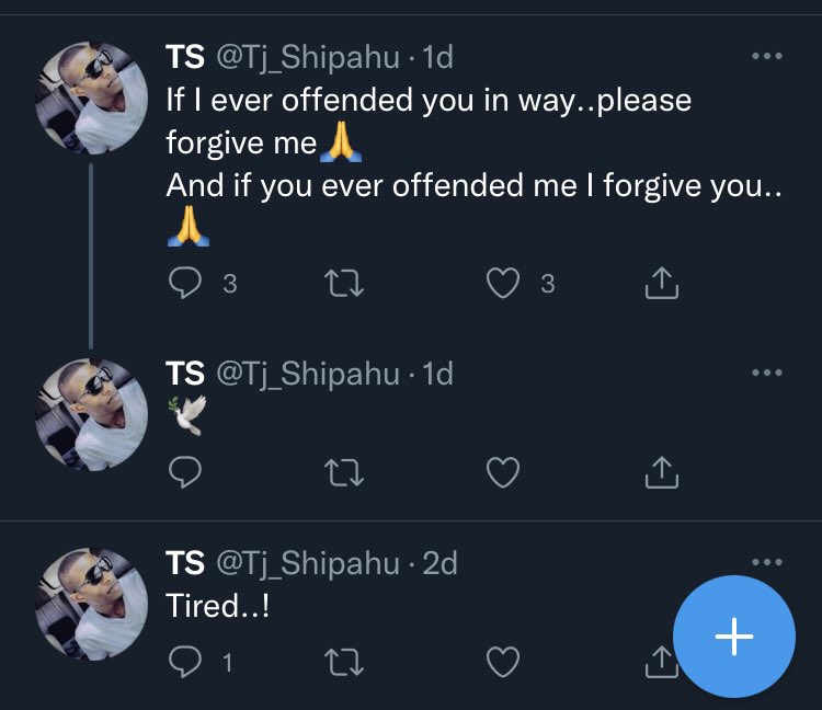 _ndeyatila's tweet photo. If anyone of you is close to Tangeni Shipahu @Tj_Shipahu, please check up on the brother as a matter of urgency 🥺🙏🏾 https://t.co/VsxlYW25KF