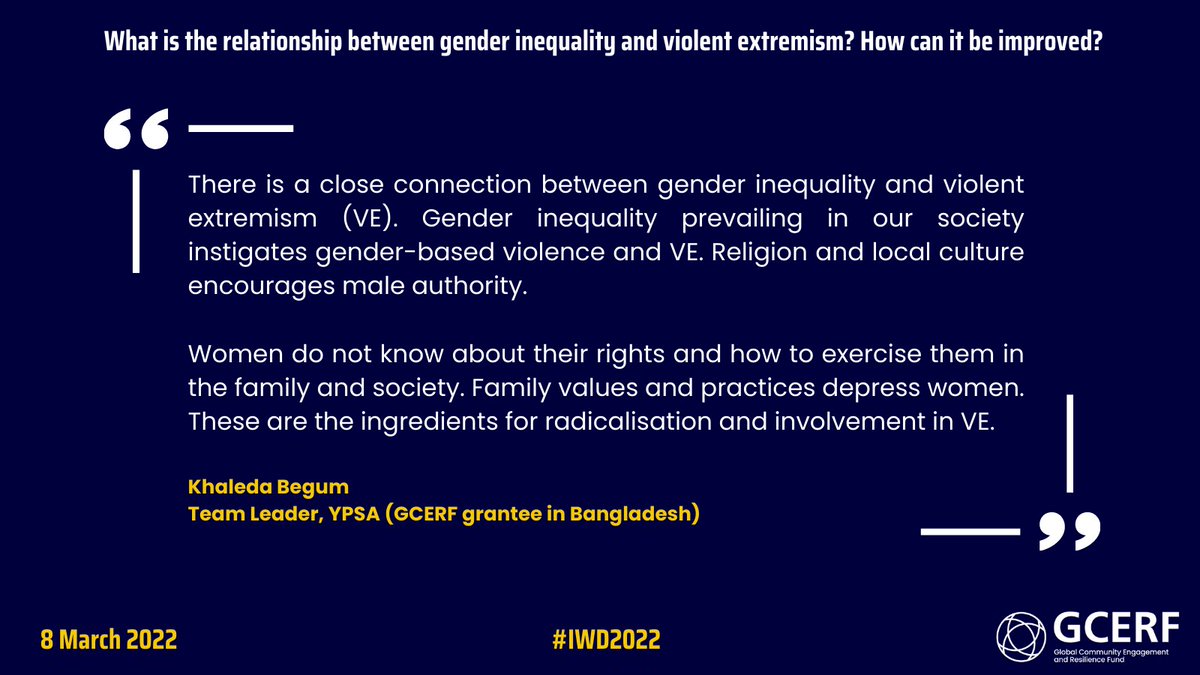 ♀️  #gender inequality instigates gender-based violence and violent extremism. 

#InternationalWomensDay2022 #PreventExtremism