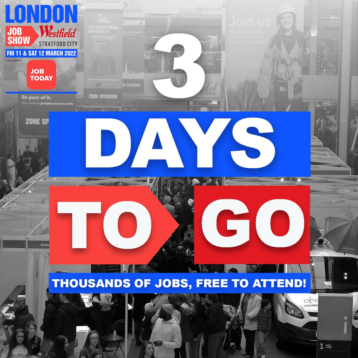 Only 3 days to go until the UK's biggest recruitment event in the UK returns to Stratford!
- Meet the UK's top employers face to face
- Apply for jobs direct!
- FREE to attend seminars every 30 minutes!
Don't miss out!
For more information, click here! -> londonjobshow.co.uk/stratford/