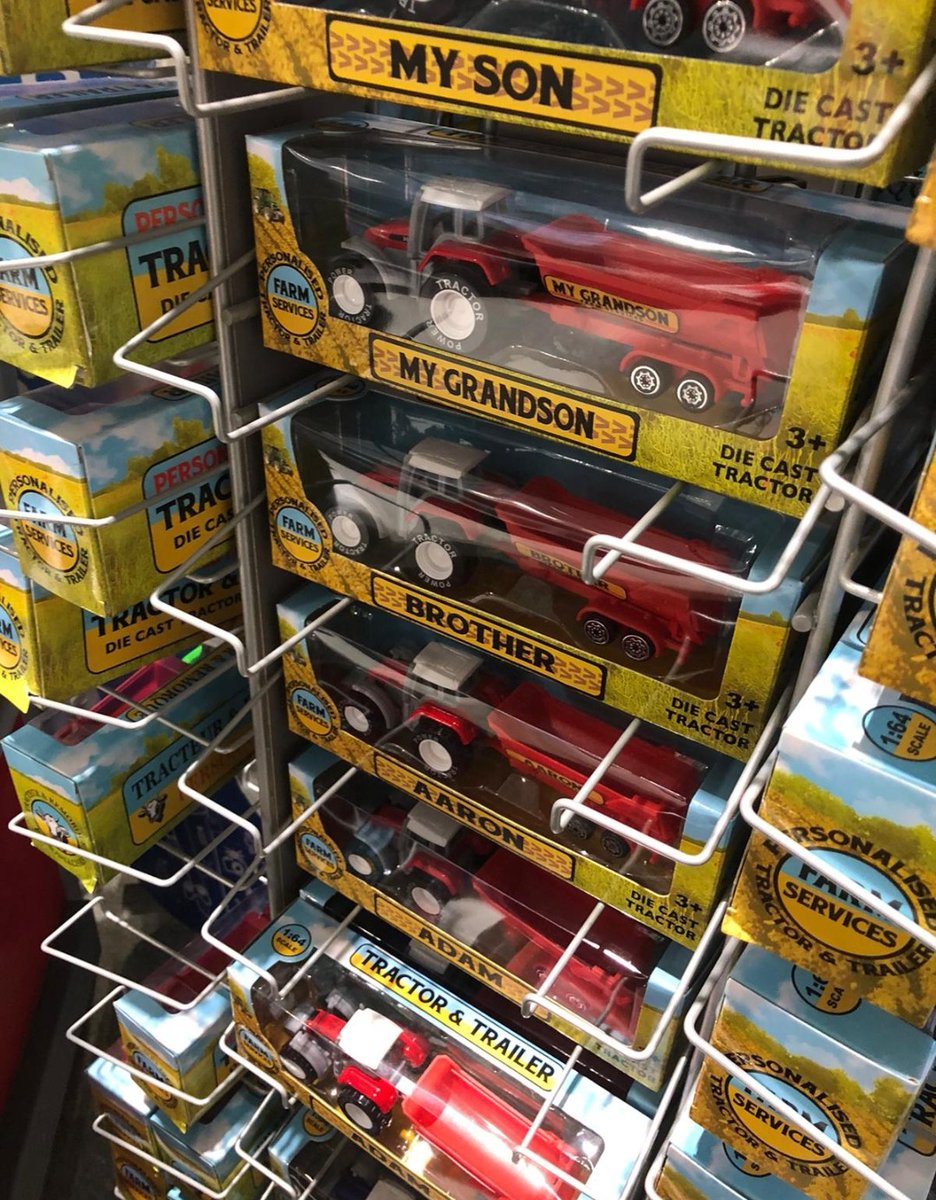 WomensAgriGroup's tweet photo. These toy tractors are only available in boys names or for male relatives.

They are being sold by a well-known Irish co-op that today say is supporting #IWD2022 

A toy or real tractor does not create stereotypes, we do &amp; we need to break them.

#breakthebias
#iamafarmer https://t.co/shMsp83T2q