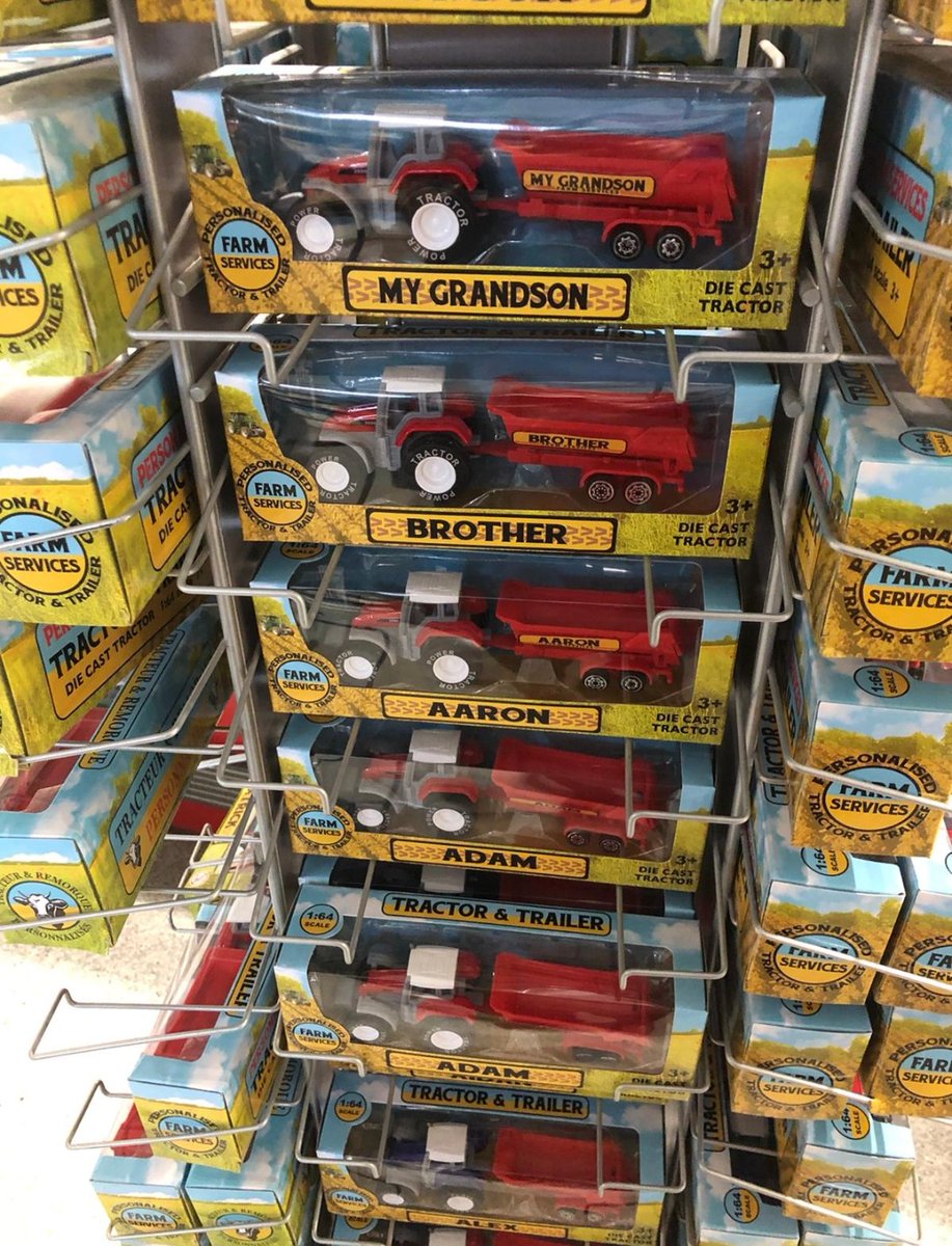 These toy tractors are only available in boys names or for male relatives.

They are being sold by a well-known Irish co-op that today say is supporting #IWD2022 

A toy or real tractor does not create stereotypes, we do &amp; we need to break them.

#breakthebias
#iamafarmer
