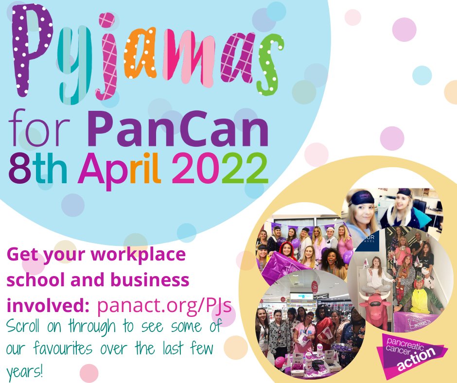 OfficialPCA's tweet photo. 1 month from today marks the official return of Pyjamas for PanCan!
We are asking you and your colleagues to wear pyjamas to work, school or college on Friday the 8th of April and say ‘Goodnight to pancreatic cancer'.
Find out more: https://t.co/yjizq135ke
#PJsforPanCan #PCA https://t.co/BwUFdkCz7g