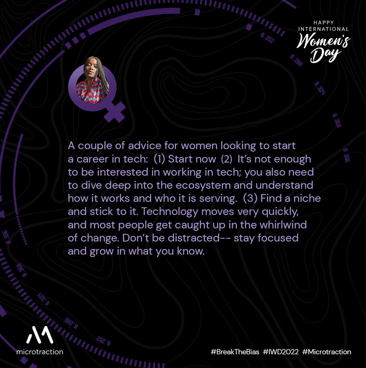 microtraction's tweet photo. Meet @Koromone_K, Managing and Acting Editor in Chief @TechCabal 🚀

#BreakTheBias #IWD2022 #Microtraction https://t.co/v8JiVRF7gA