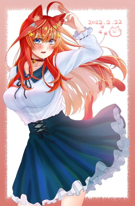 猫タシさんがTwitterに投稿した中野五月(五等分の花嫁)のイラスト。