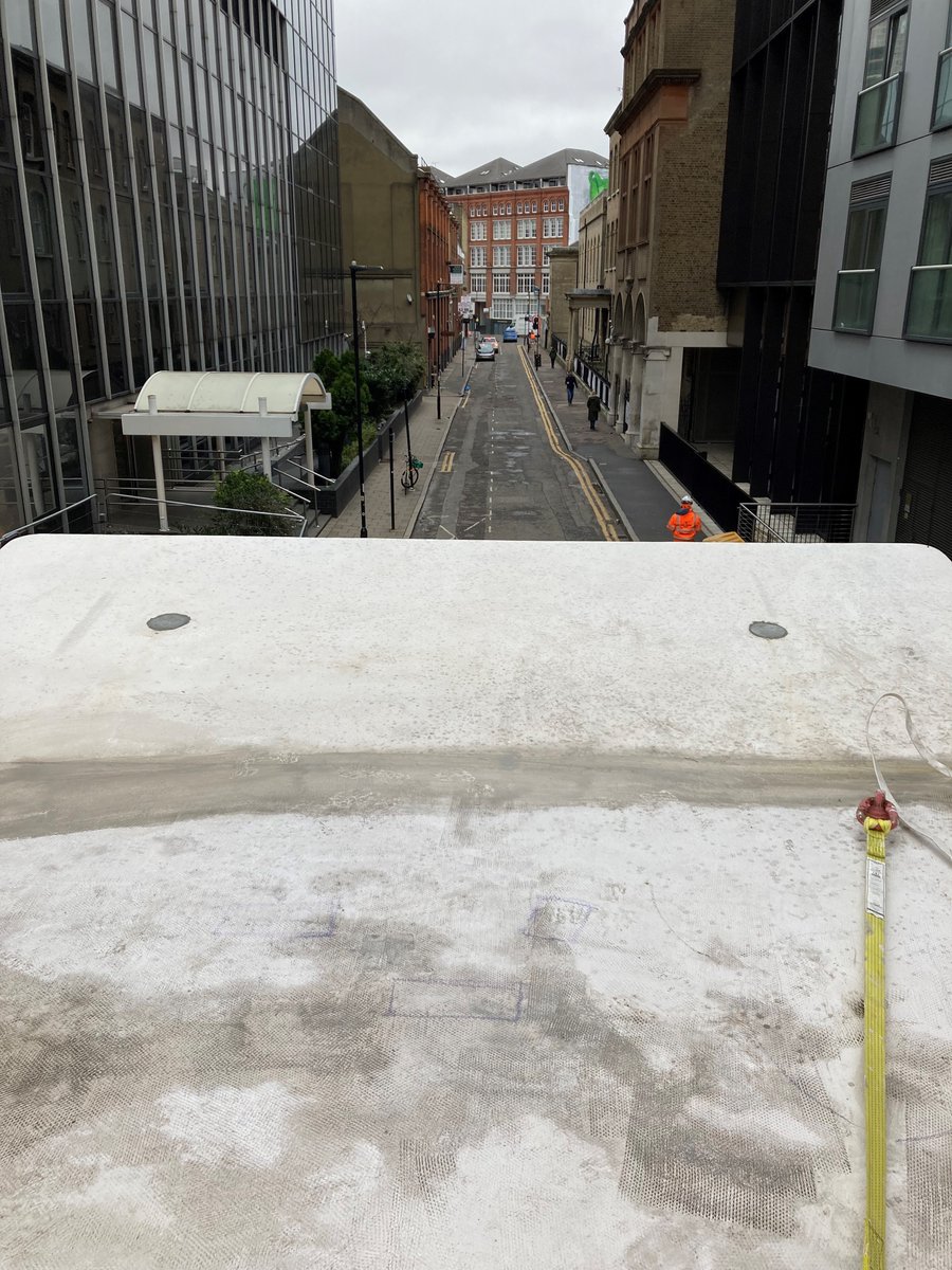 SRL_London's tweet photo. Application of locally reinforced waterproof coatings to the canopy over a new entrance to Old Street Underground Station. All works completed outside of normal hours. @SCAlliance3 @Flexcrete  @morgansindall #RepairReinstateRestore https://t.co/rcIMpwbnl2