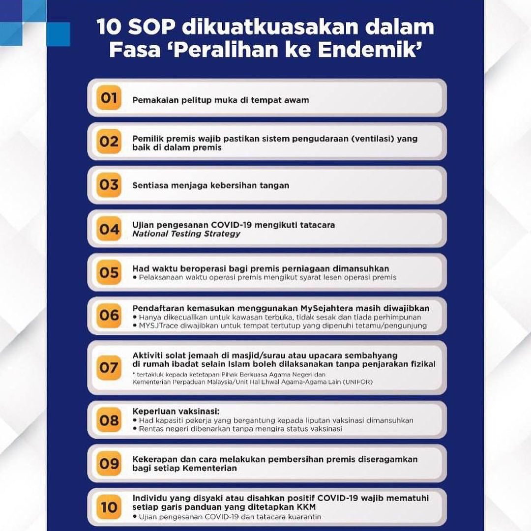 suria_malaysia's tweet photo. “Fasa ini adalah fasa sementara sebelum negara ke fasa endemik sepenuhnya yang mana ia tertakluk kepada pengumuman Pertubuhan Kesihatan Sedunia WHO” - kata @ismailsabri60 pada sidang media parlimen petang ini
 10 SOP dikuatkuasakan dalam peralihan Fasa endemik” 
#suriamalaysia https://t.co/YkVFnKMQ4U