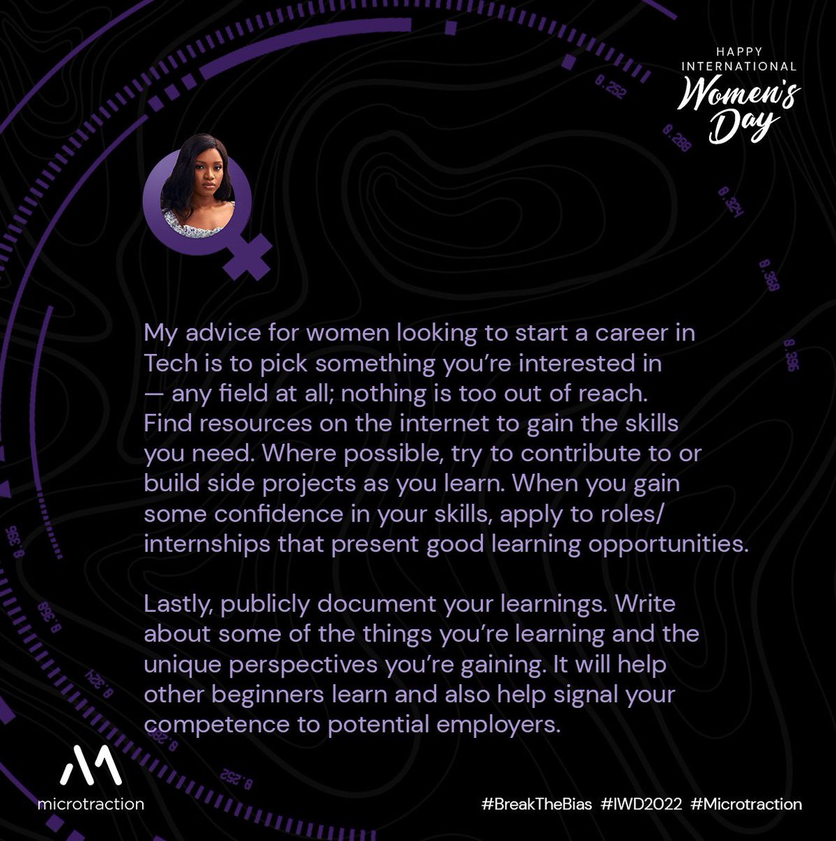 microtraction's tweet photo. Meet @TejuAdeyinka, Head of Growth @helicarrierinc 🚀

#BreakTheBias #IWD2022 #Microtraction https://t.co/sbVGc5ffvW