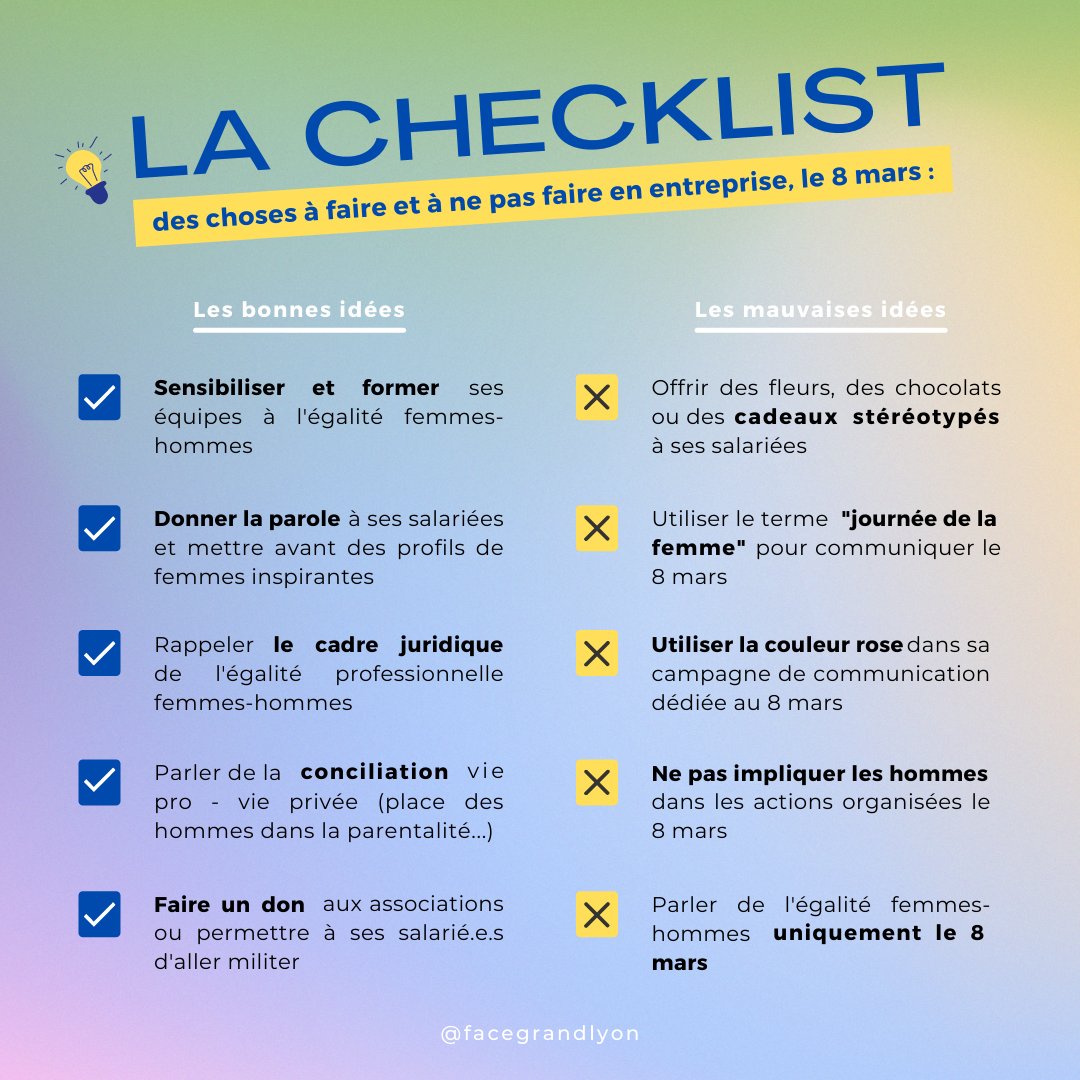 𝗝𝗼𝘂𝗿𝗻𝗲́𝗲 𝗜𝗻𝘁𝗲𝗿𝗻𝗮𝘁𝗶𝗼𝗻𝗮𝗹𝗲 𝗱𝗲𝘀 𝗗𝗿𝗼𝗶𝘁𝘀 𝗱𝗲𝘀 𝗳𝗲𝗺𝗺𝗲𝘀 : 𝗹𝗮 𝗰𝗵𝗲𝗰𝗸𝗹𝗶𝘀𝘁 ! ✅

Comment communiquer auprès de ses salarié.e.s le 8 mars ? On vous propose des idées d'initiatives à mettre en place, mais aussi les actions à ne plus faire ! 🚀💪