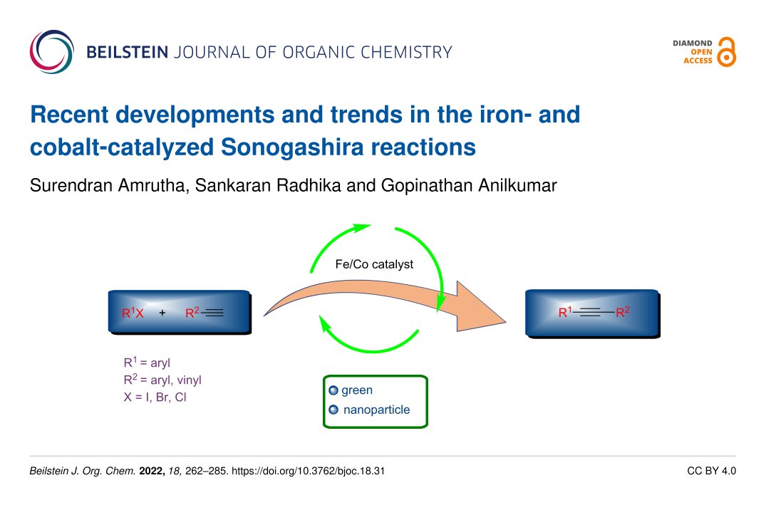 BeilsteinInst's tweet photo. 📢 Premiere: This is the first review on iron- and cobalt-catalyzed #Sonogashira #CouplingReactions which comprehends literature up to 2020.
#nanoparticles #cobalt #iron #GreenMetals #GreenReaction 🌍️
🔗 https://t.co/oU3Tjk8Phe
#DiamondOpenAccess 💎🔓 in the #BJOC https://t.co/dMKrkwvAaC