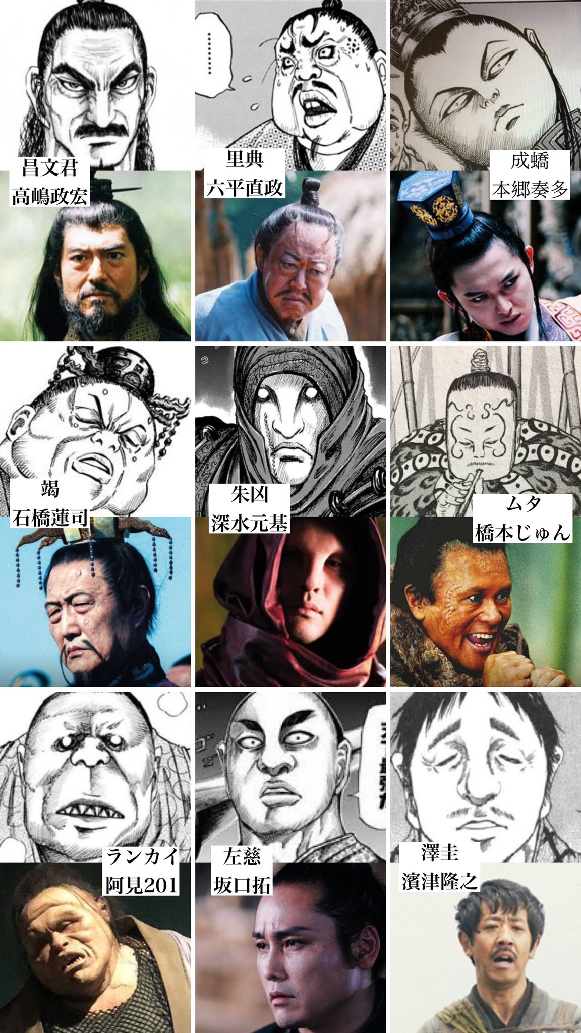 ちゃげ キングダム実写1 2のキャスト揃えてみたらハチャメチャに豪華で笑った 宇梶さん入れ忘れてごめんね キングダム キングダム実写 T Co K8idvhp4b9 Twitter