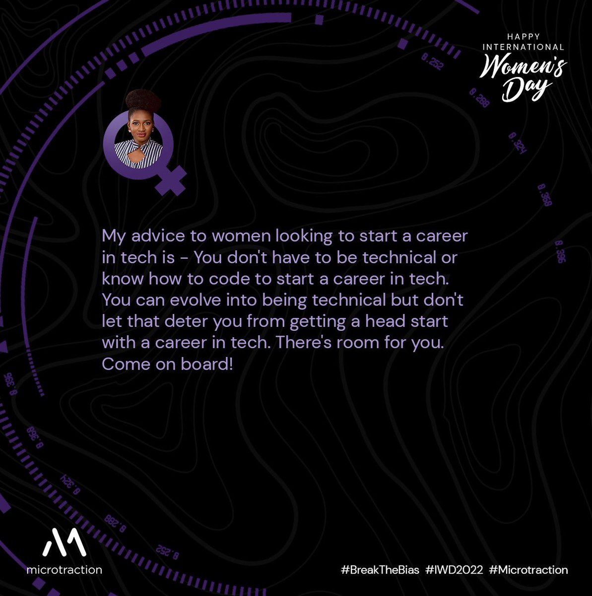 microtraction's tweet photo. Meet @Yarmirama, Product Manager @cowrywise 🚀

#BreakTheBias #IWD2022 #Microtraction https://t.co/eiP14BH99H