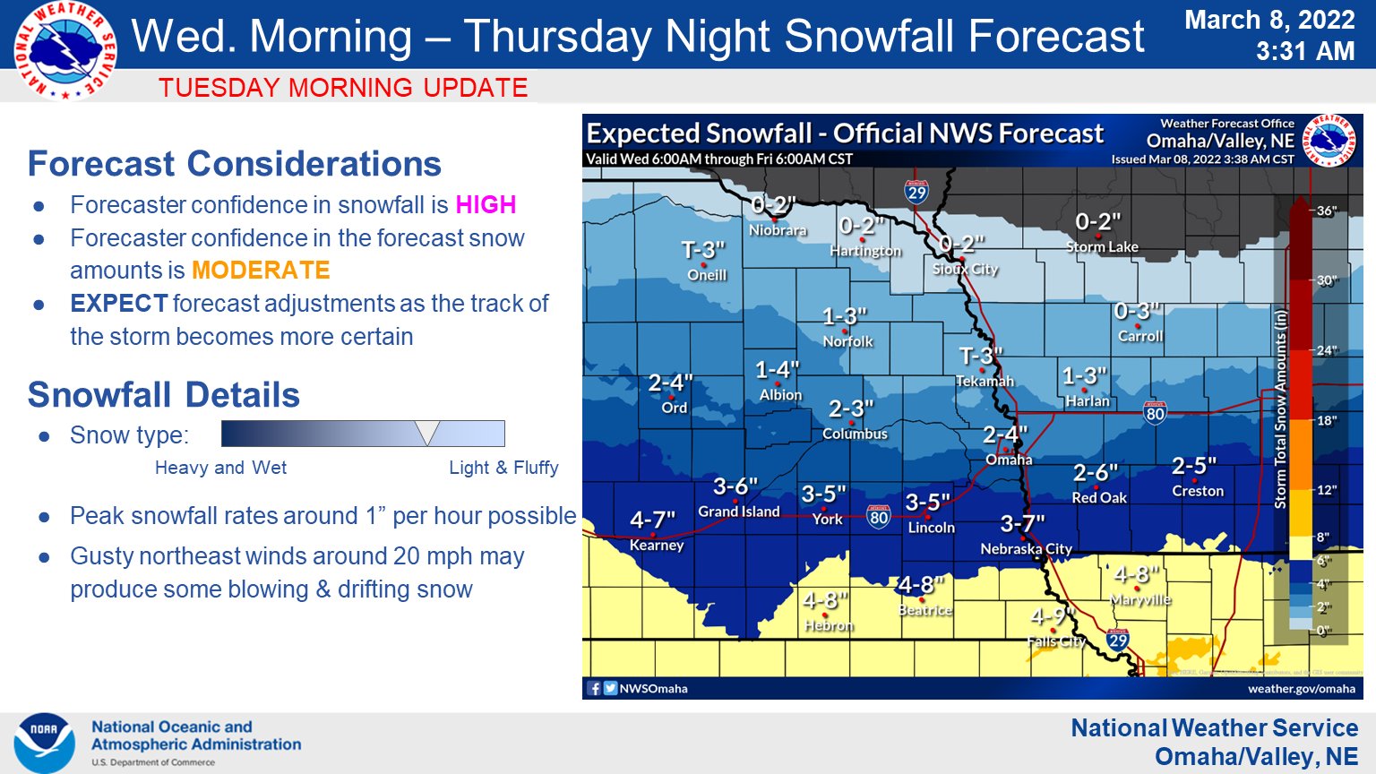 NWS Omaha on Twitter "Here's the latest update of our snowfall