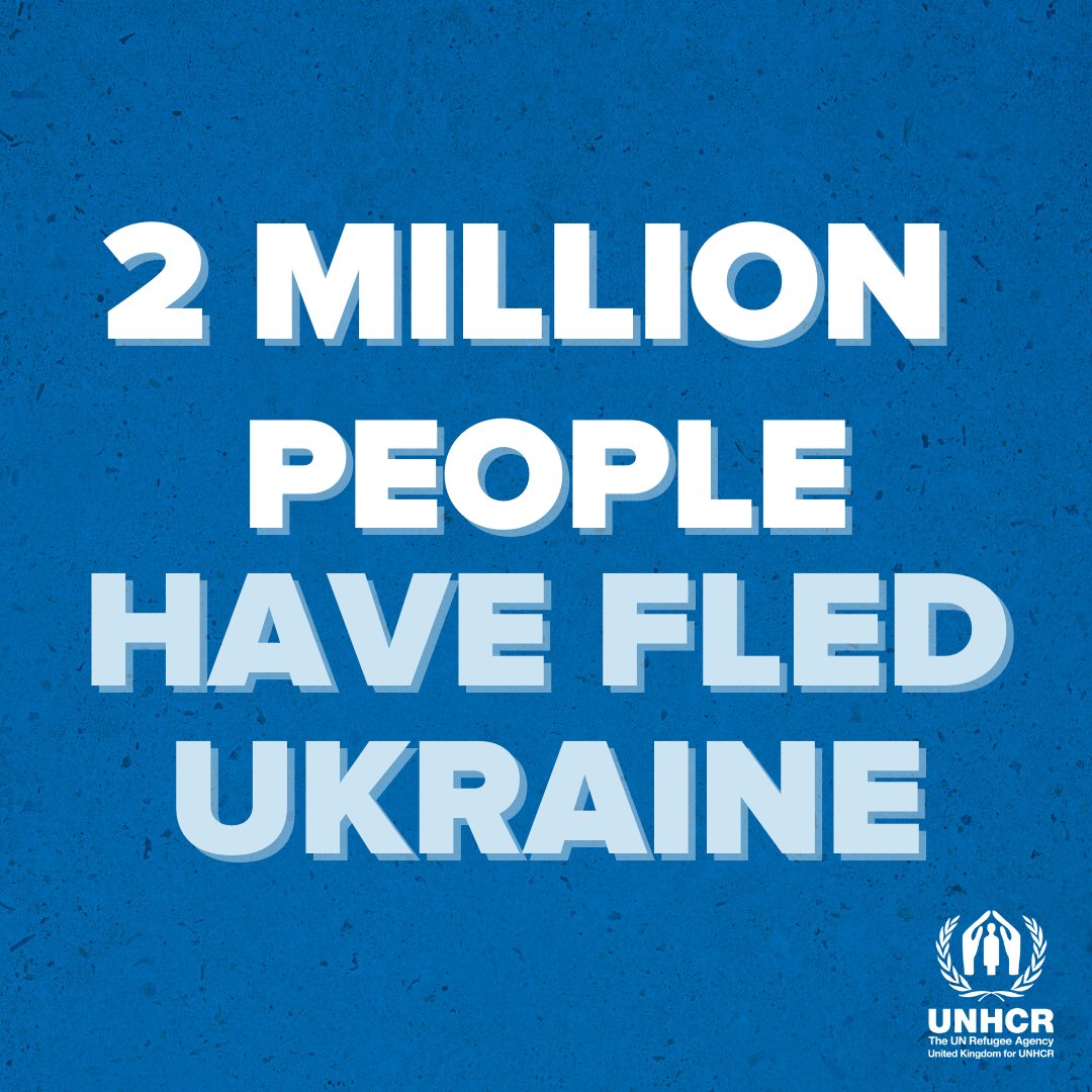 Refugees's tweet photo. 2 million people

have fled 

Ukraine

in 12 days

ℹ️ https://t.co/7UtHYaD2Mi https://t.co/Jgvl2JBFa8